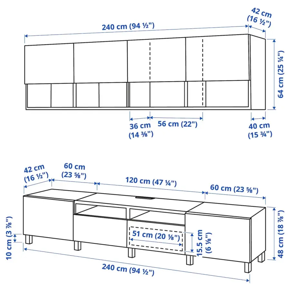 Комплект мебели д/гостиной  - IKEA BESTÅ/BESTA, 230x42x240см, темно-серый, БЕСТО ИКЕА
