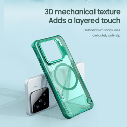 Чехол зеленого цвета с откидной крышкой и MagSafe на Xiaomi 15, серия Iceblade Prop Magnetic (Hollow Version) от Nillkin