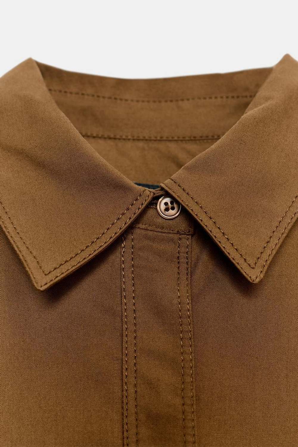 ZARA ПЛАТЬЕ-РУБАШКА ИЗ ПОПЛИНА — ZW COLLECTION, РЫЖЕВАТО-КОРИЧНЕВЫЙ МЕЛАНЖ