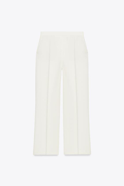 ZARA ПРЯМЫЕ БРЮКИ С ВЫСОКОЙ ПОСАДКОЙ, ЭКРЮ