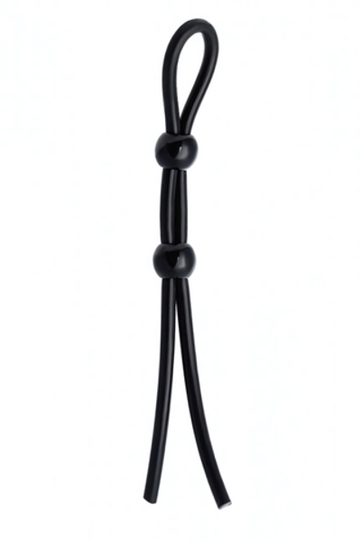 Лассо на пенис с двумя бусинами Rosyland (Цвет: черный)