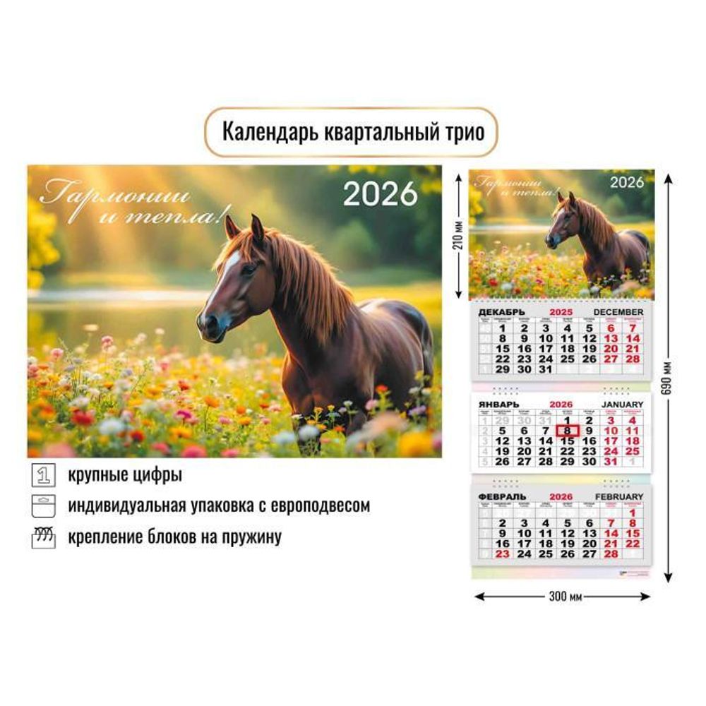 Календарь трио 2026 символ года 9426 (Квадра)