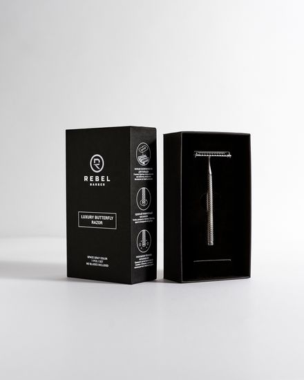 Премиальный бритвенный станок REBEL BARBER Space Gray Т-образный