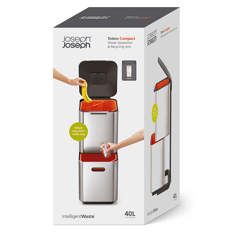Контейнер для мусора с двумя баками Totem Compact 40 л белый, Joseph Joseph