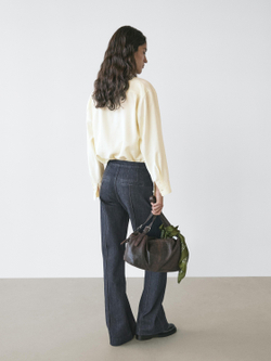 Massimo Dutti Расклешенные джинсы с высокой талией и карманами, темно-синий