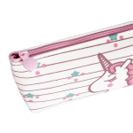 Пенал - косметичка Alingar, ткань, молния, 90 х 200 мм, "Единорог на полосках", кремовый (единорожка со звездочками)