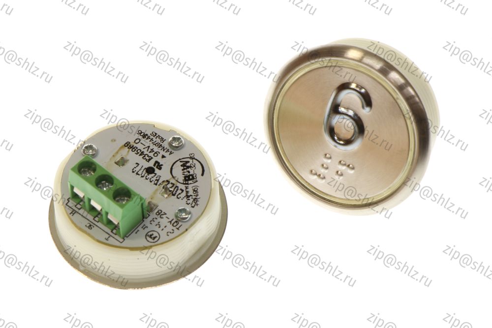 Кнопка (кнопочный модуль) BBP-R331-CMPLT-D-W &quot;6 этаж&quot;, круглая, динамическая белая подсветка, Брайль.