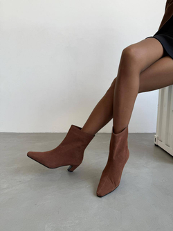 Ботильоны женские натуральная кожа артикул 162 цвет "рыжий"