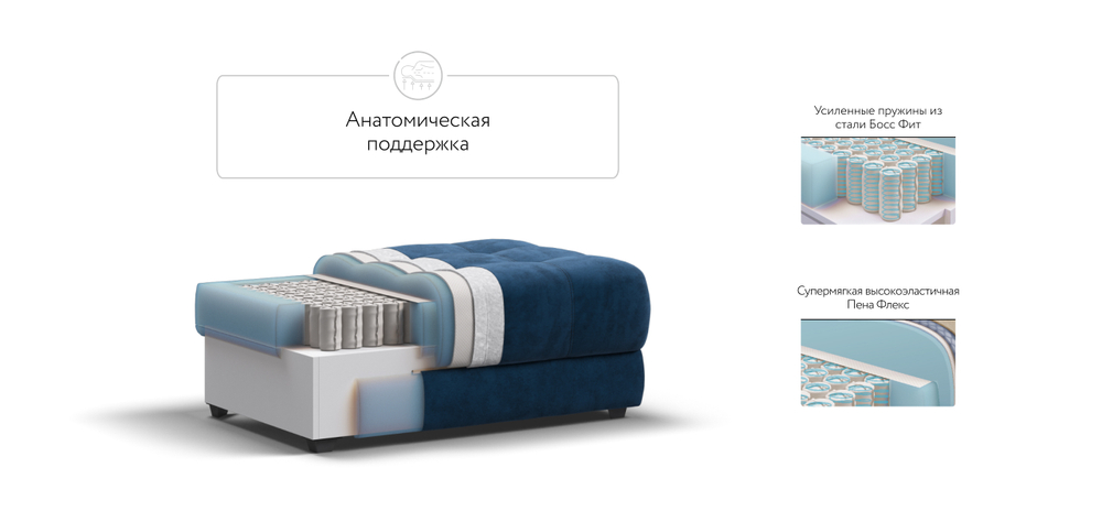 Босс пуф Велюр Монолит синий