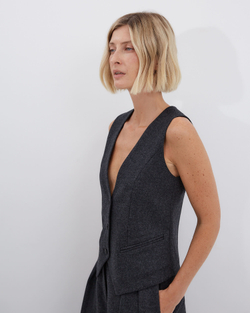 Жилет из шерсти Диор Кутюр темно-серый