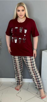 Пижама женская штаны+футболка к/р ШФ0006 велик