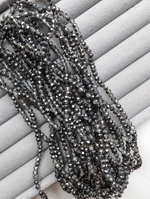 Бусины стеклянные рондель 3мм, темный серо-серебристый