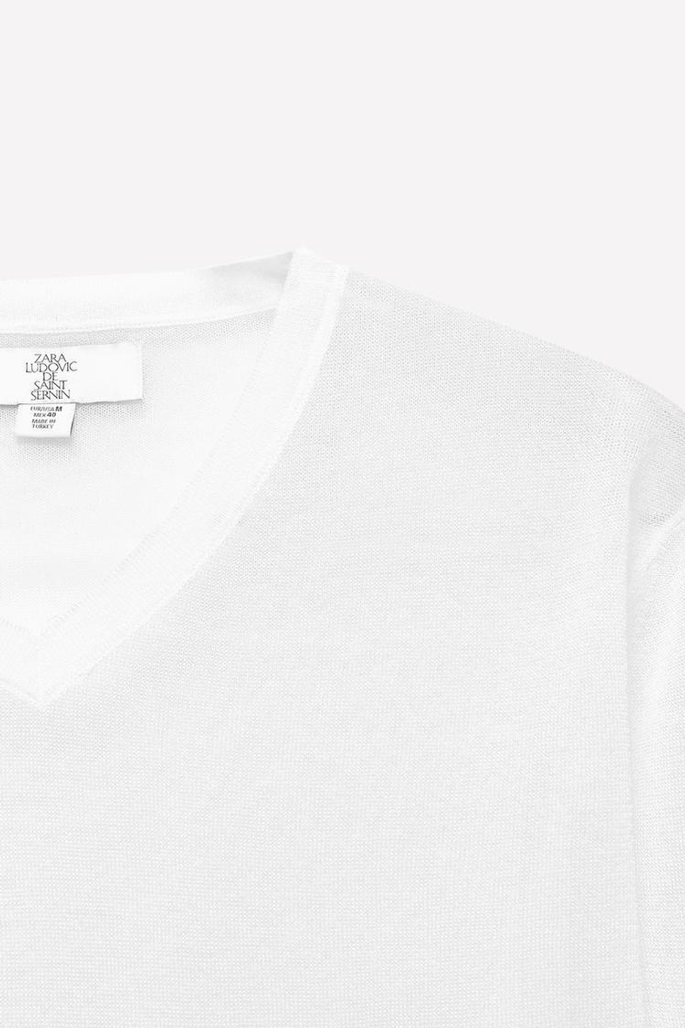 ZARA Х LUDOVIC DE SAINT SERNIN ПОЛУПРОЗРАЧНЫЙ ДЖЕМПЕР, БЕЛЫЙ