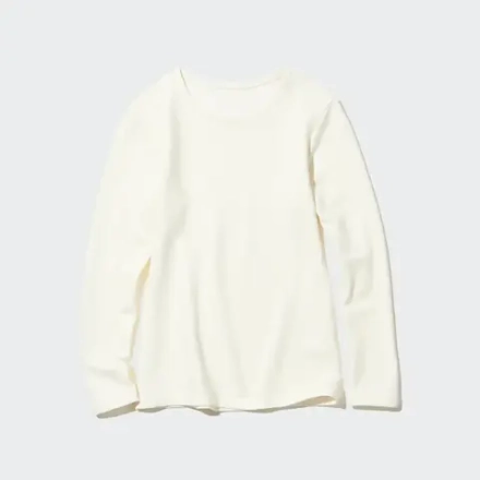 UNIQLO УТЕПЛЕННЫЙ ТОП HEATTECH ULTRA WARM С КРУГЛЫМ ВЫРЕЗОМ И ДЛИННЫМИ РУКАВАМИ, БЕЛЫЙ