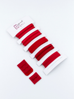 Подборка красных бельевых резинок + застежка для бюстгальтера текстильная