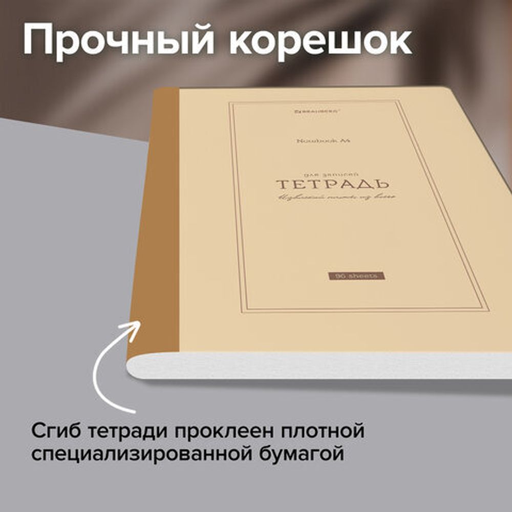 Тетрадь А4 96л. BRAUBERG на сшивке с корешком, клетка, обложка картон, Classic, 405283