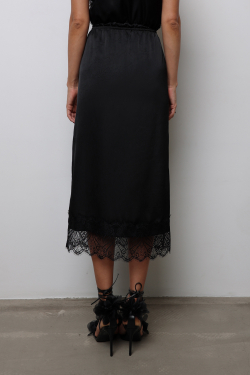 Юбка миди с кружевом черная
