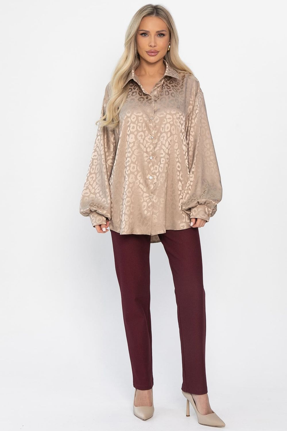 Рубашка атласная Все мысли о тебе (бежевая) Б15352-7М LT Collection