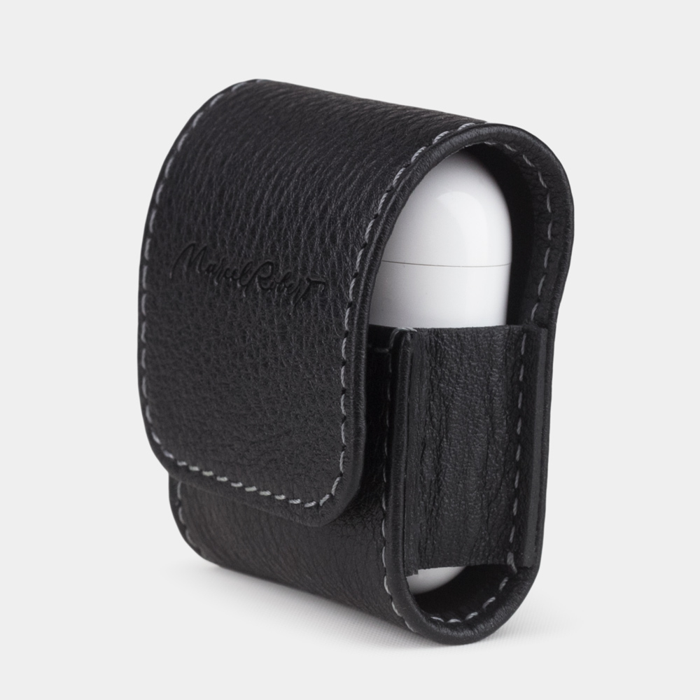 Чехол-держатель для наушников Petit Easy из натуральной кожи теленка, черного цвета