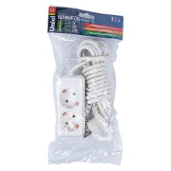 S-GCD2-3 Удлинитель Uniel серии Стандарт. с-з. 2 гн.. шнур 3 м