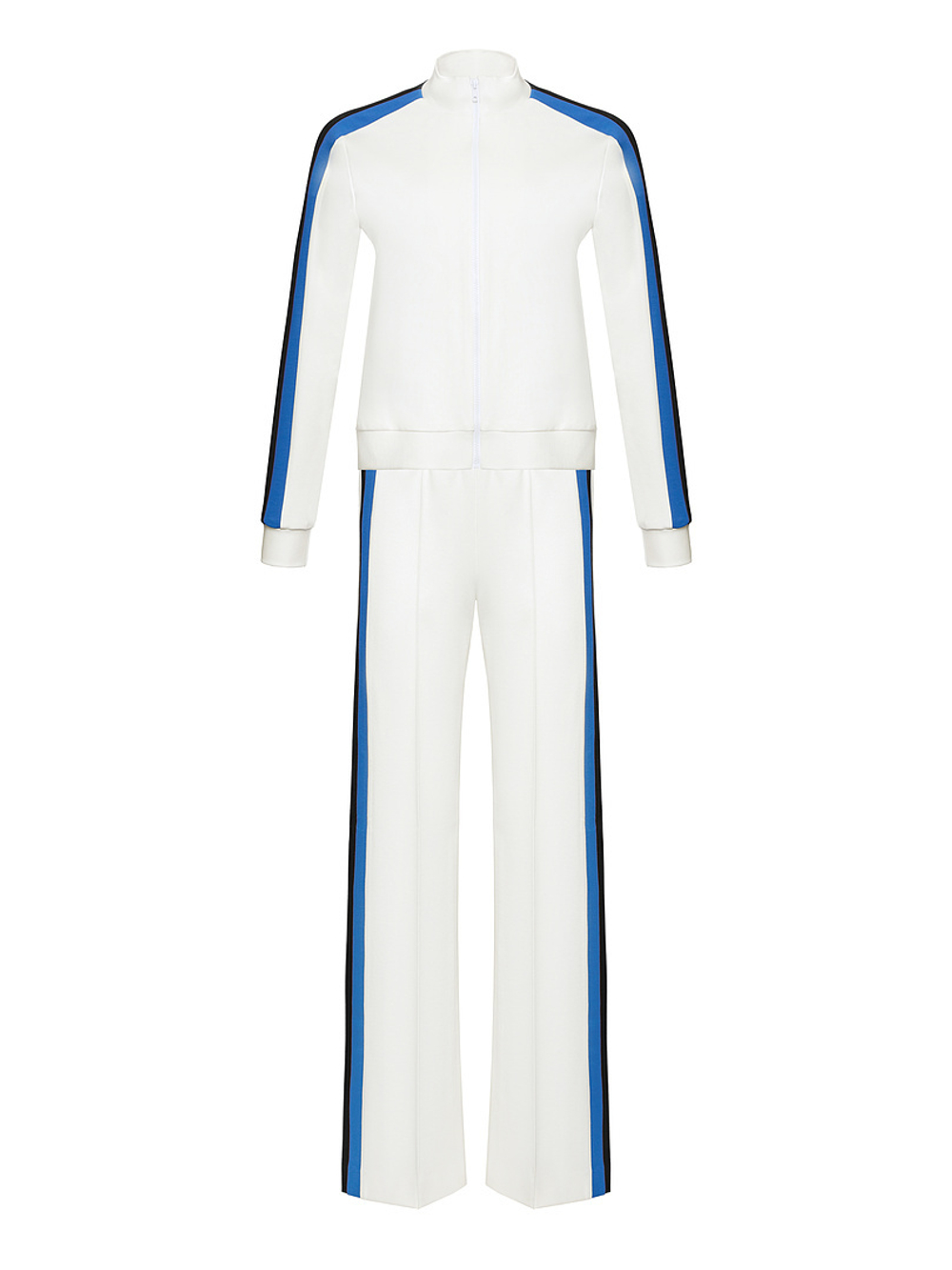 Спортивный костюм спорт-шик белый с черно-синими полосками