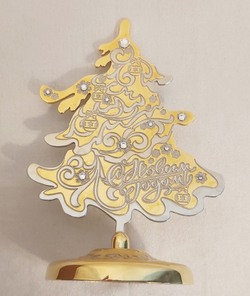 Елка сувенирная "С Новым годом!" с фианитами (Златоустовская гравюра)