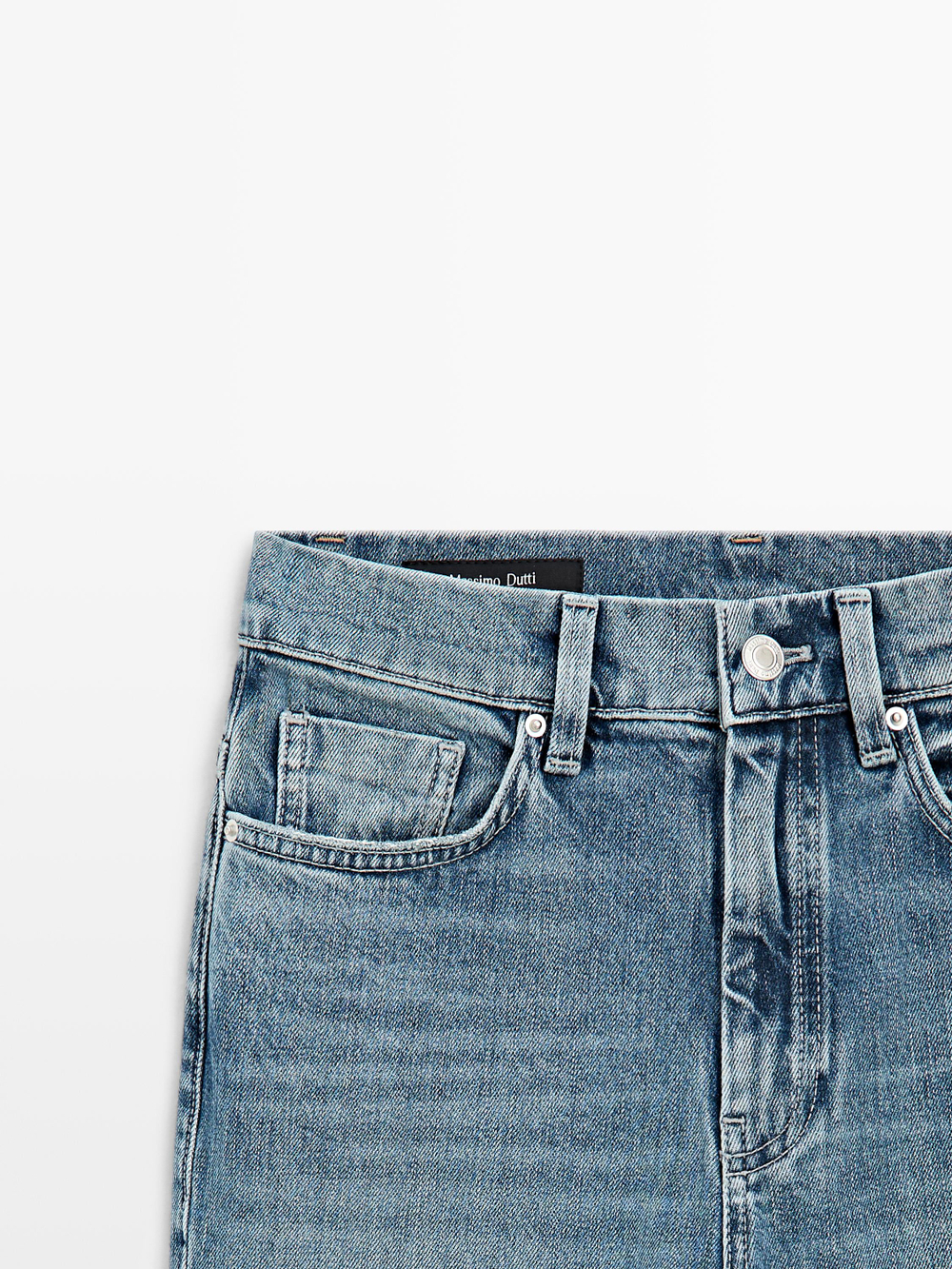 Massimo Dutti Джинсы с высокой талией и расклешенными штанинами, светло-голубой