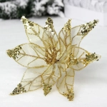 Украшение новогоднее «Пуансеттия - Искристый цветок» 20 см, Золото