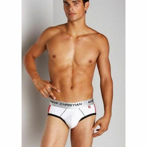 Мужские трусы брифы белые с пуш-ап Andrew Christian Shock Jock Racer Brief White
