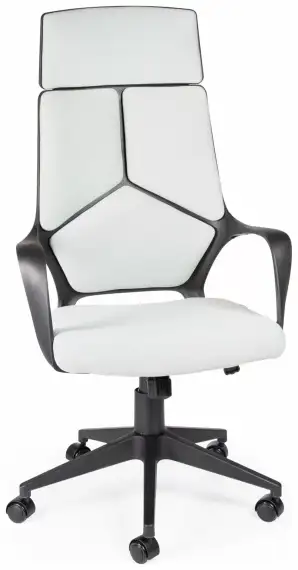 Кресло офисное IQ (black+grey) черный пластик светло серая ткань