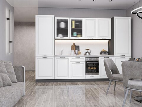 Прямая модульная кухня Ницца Royal-01 Blanco - Graphite 2140*3150*600