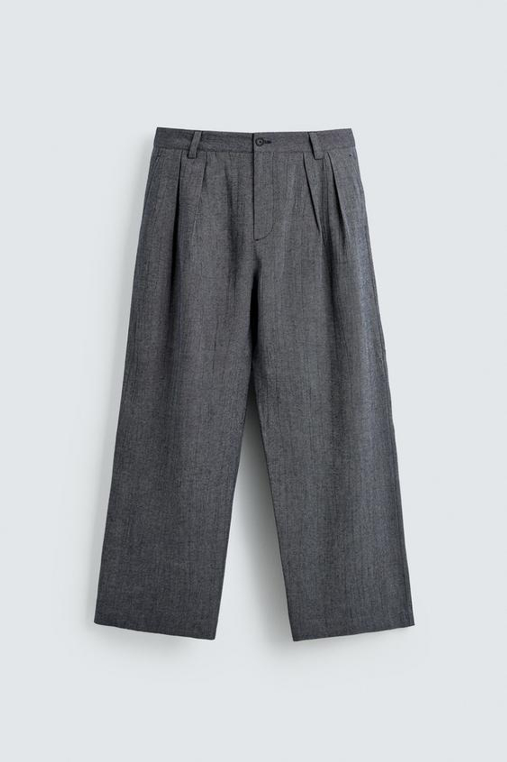 ZARA БРЮКИ RELAXED FIT СО СКЛАДКАМИ, СИНИЙ