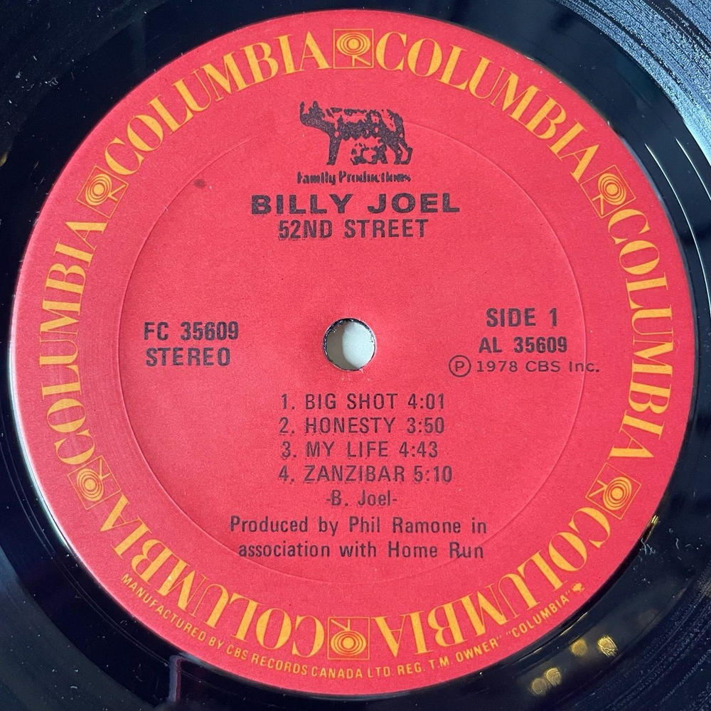 Винтажная виниловая пластинка LP Billy Joel 52nd Street (Canada 1978) Honesty