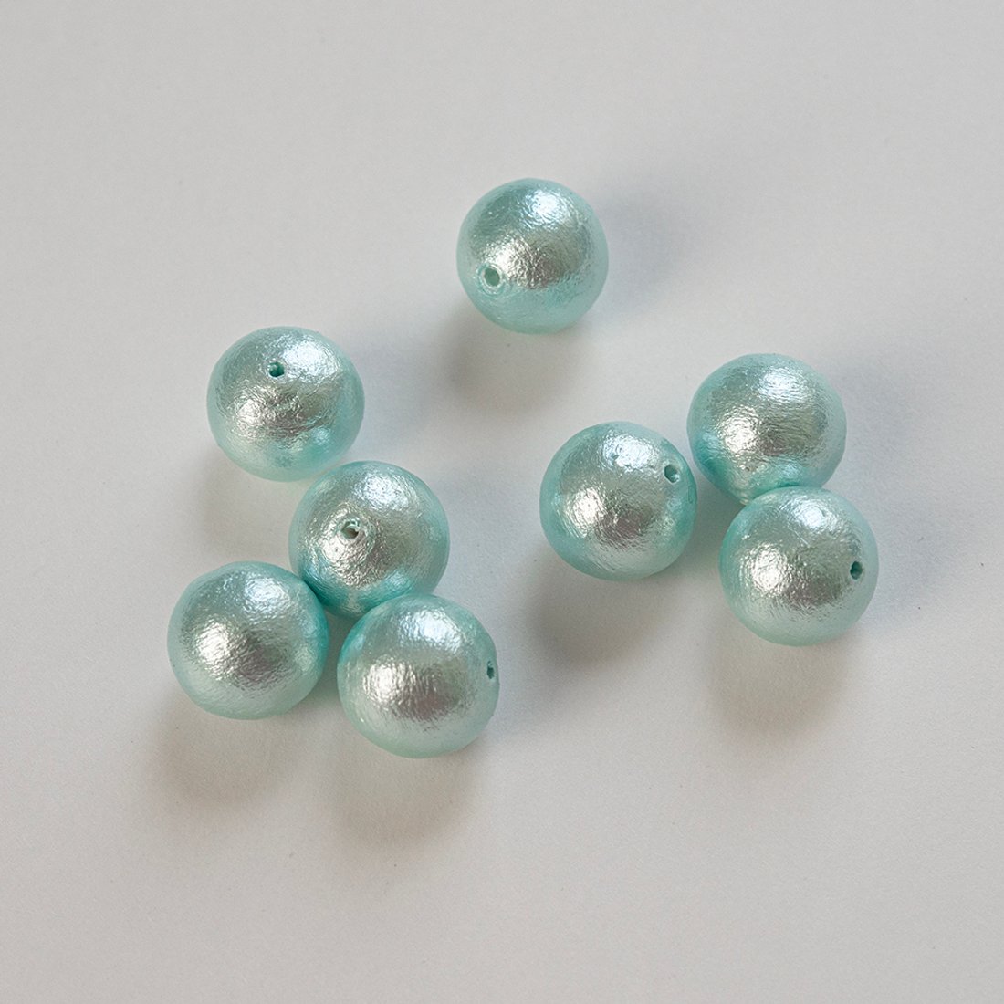 Хлопковый жемчуг, оттенок "Aqua", шар 14мм, сквозное отверстие