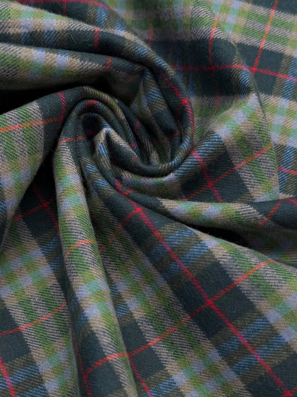 Хлопок фланель в зеленую клетку