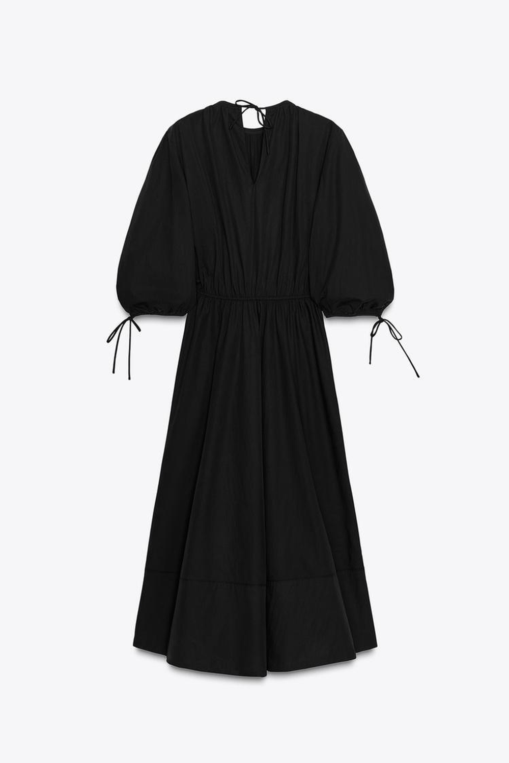 ZARA ПЛАТЬЕ ИЗ ПОПЛИНА СО СБОРКАМИ — ZW COLLECTION, ЧЕРНЫЙ