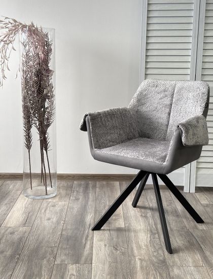 Стул ЭЛЕФАНТ 360 град. поворотный, Alpina Dove, букле / Magnum 965, искуств.замша / Черный