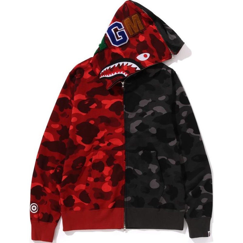 A Bathing Ape Color Camo Separate Shark Fz Худи черный красный