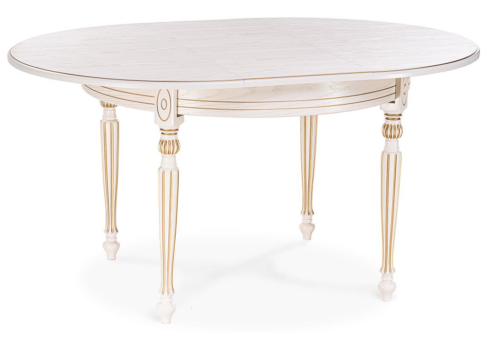 Стол Брейзер 110(140)х110х77 молочный / золото