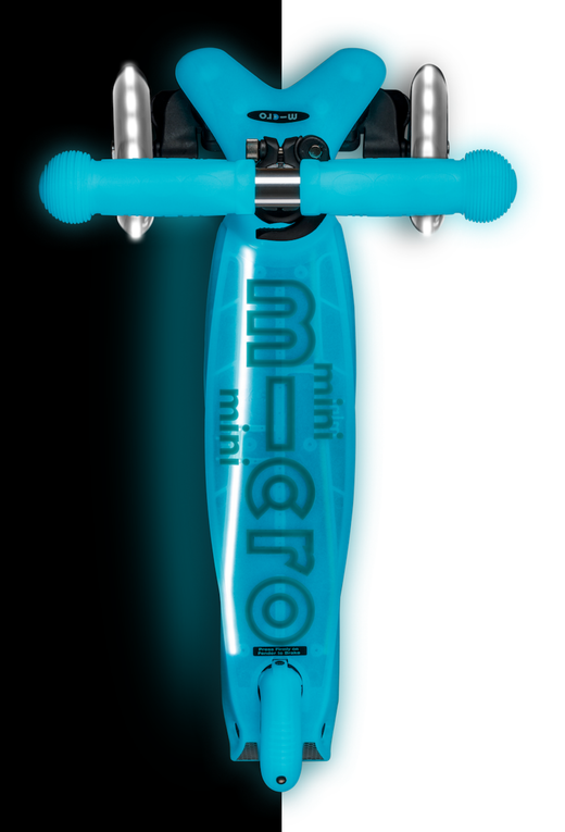 Самокат Mini Micro Deluxe Glow Plus (светящийся) LED ледниковый аква