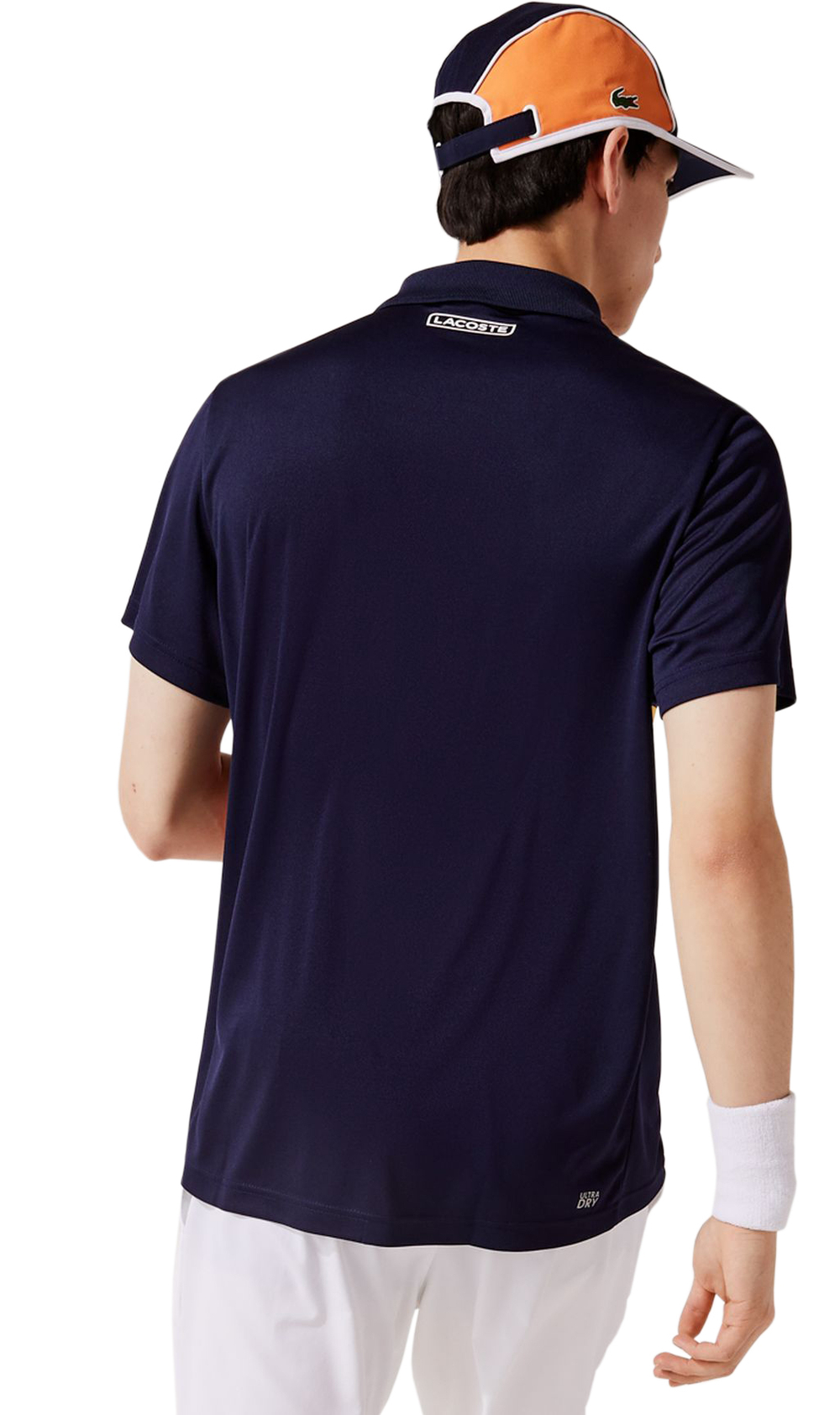 Мужское поло теннисное Lacoste Men's SPORT Colour-block Piqué And Mesh Polo Shirt - navy blue/yellow/orange