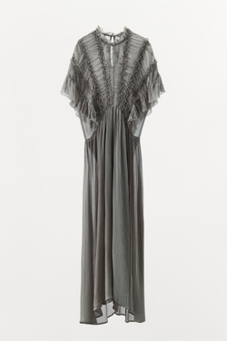 ZARA ПЛАТЬЕ С УЗЛАМИ И УКРАШЕНИЯМИ, СЕРЫЙ