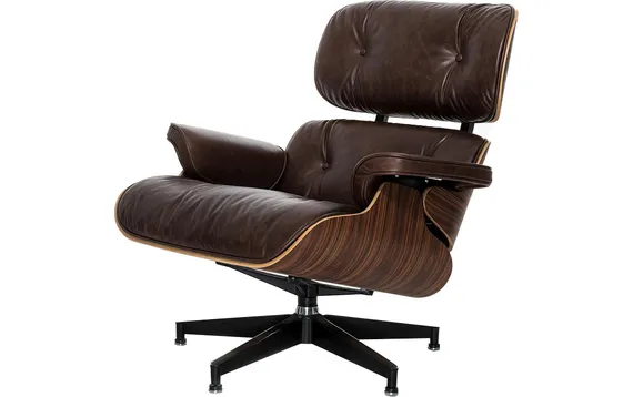 Кресло с оттоманкой Eames Lounge Premium, состаренная кожа