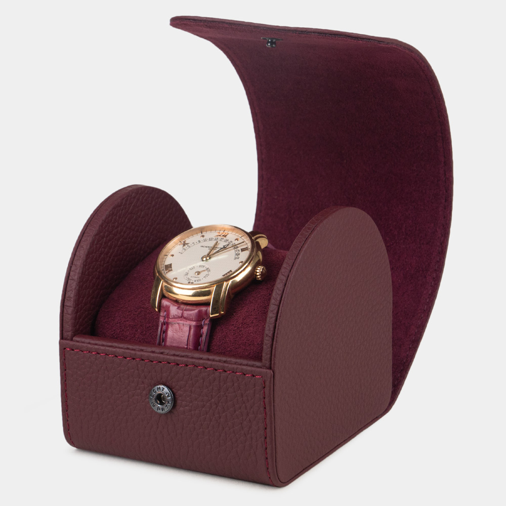 Коробка для часов из кожи теленка, бордового цвета