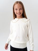 Джемпер для девочки с длинным рукавом AT977-1 молочный