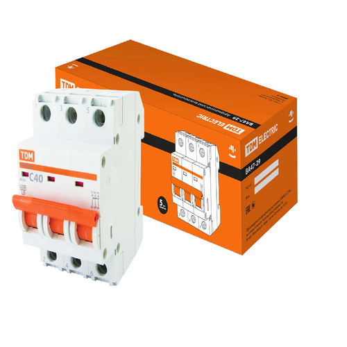 TDM Автоматический выключатель ВА47-29 3P 40А 4,5кА х-ка С SQ0206-0113