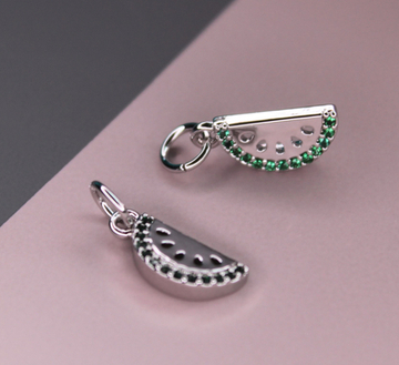 Подвеска арбуз с фианитами 11х6 мм