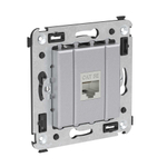 Компьютерная розетка RJ-45 без шторки в стену, кат.5e одинарная экранированная, "Avanti", "Закаленная сталь"