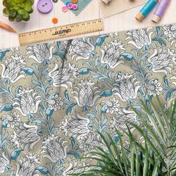 Ткань дюспо нежные листья цветов