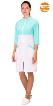 Халат женский "Сириус-Делия" (белый/мята)